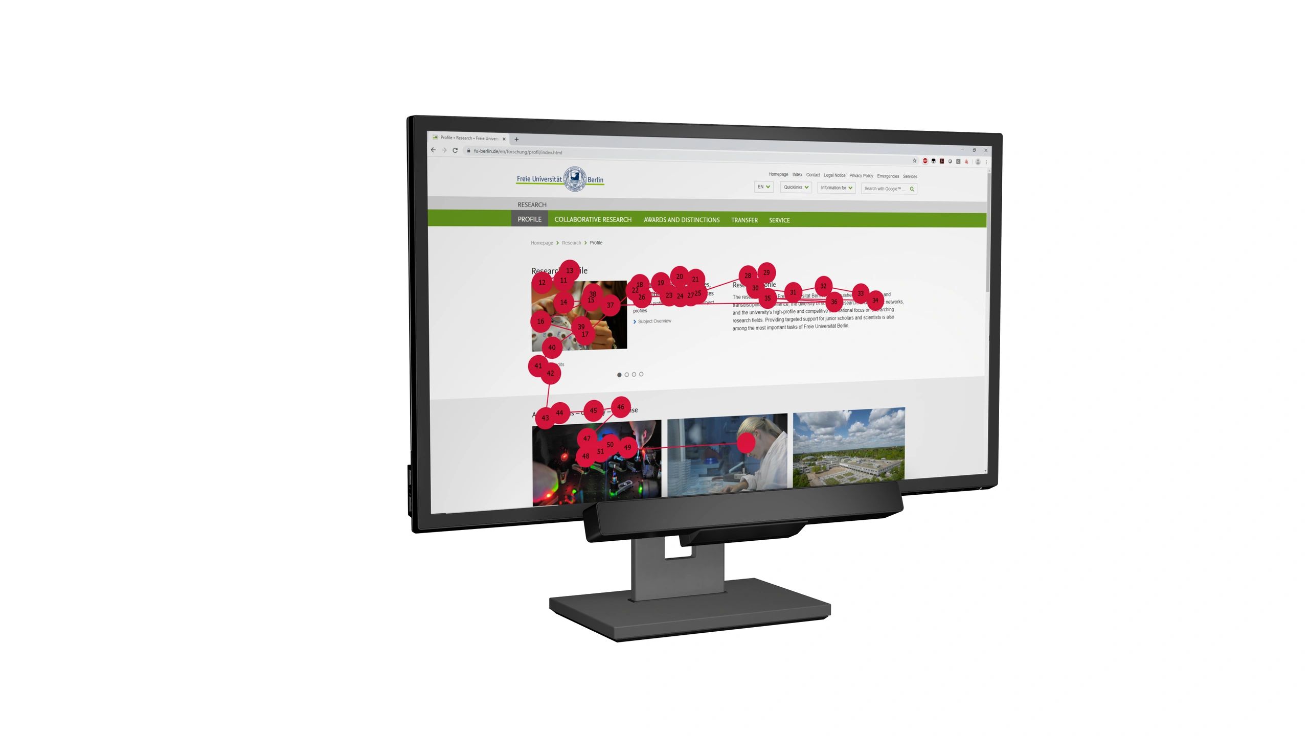 Eye tracker EyeLogic installé sous un écran pour une étude du regard
